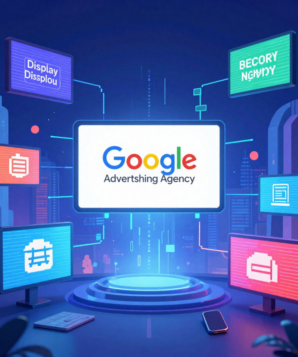 A business owner reviewing a Google Display Network audience map showing ads reaching potential customers across websites and mobile apps